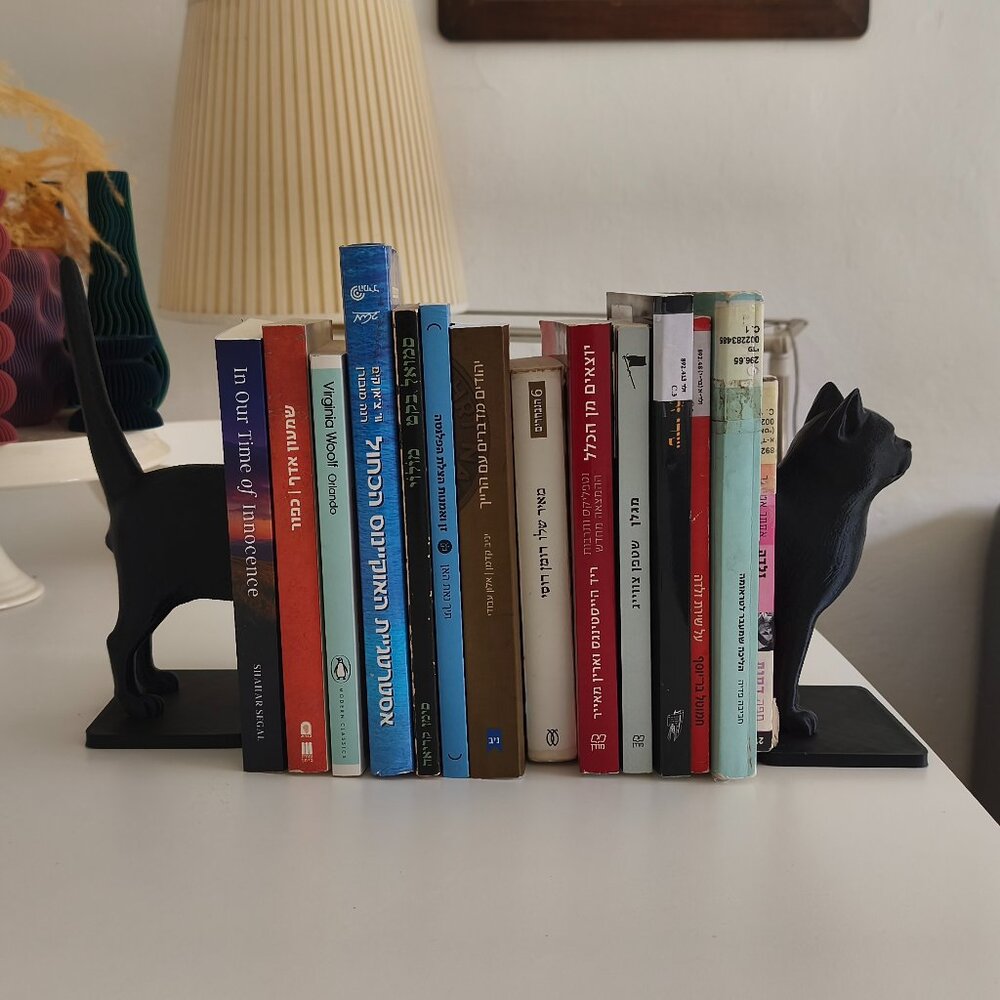 Black Cat Bookends 3D Printed Plastic Lightweight Modern Decor (Set of 2)